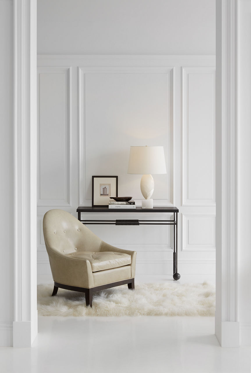 Versa Large Table Lamp | Alabaster | Linen Shade