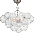 Talia 24" Semi-Flush Mount | Burnished Silver Leaf and Clear Swirled Glass