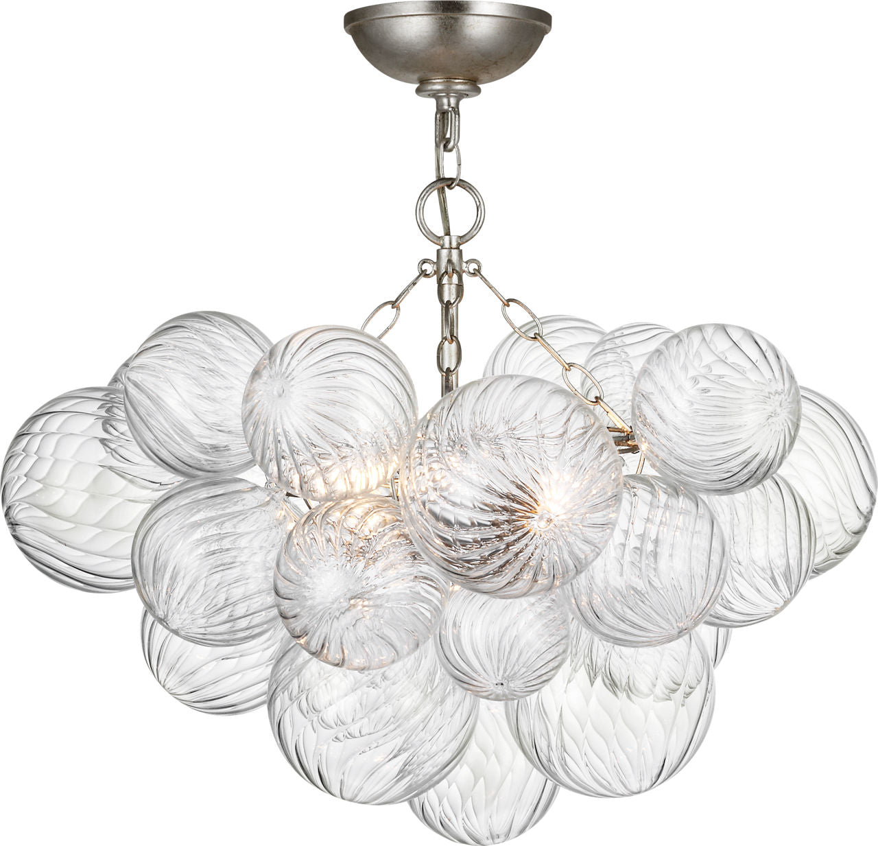 Talia 24" Semi-Flush Mount | Burnished Silver Leaf and Clear Swirled Glass