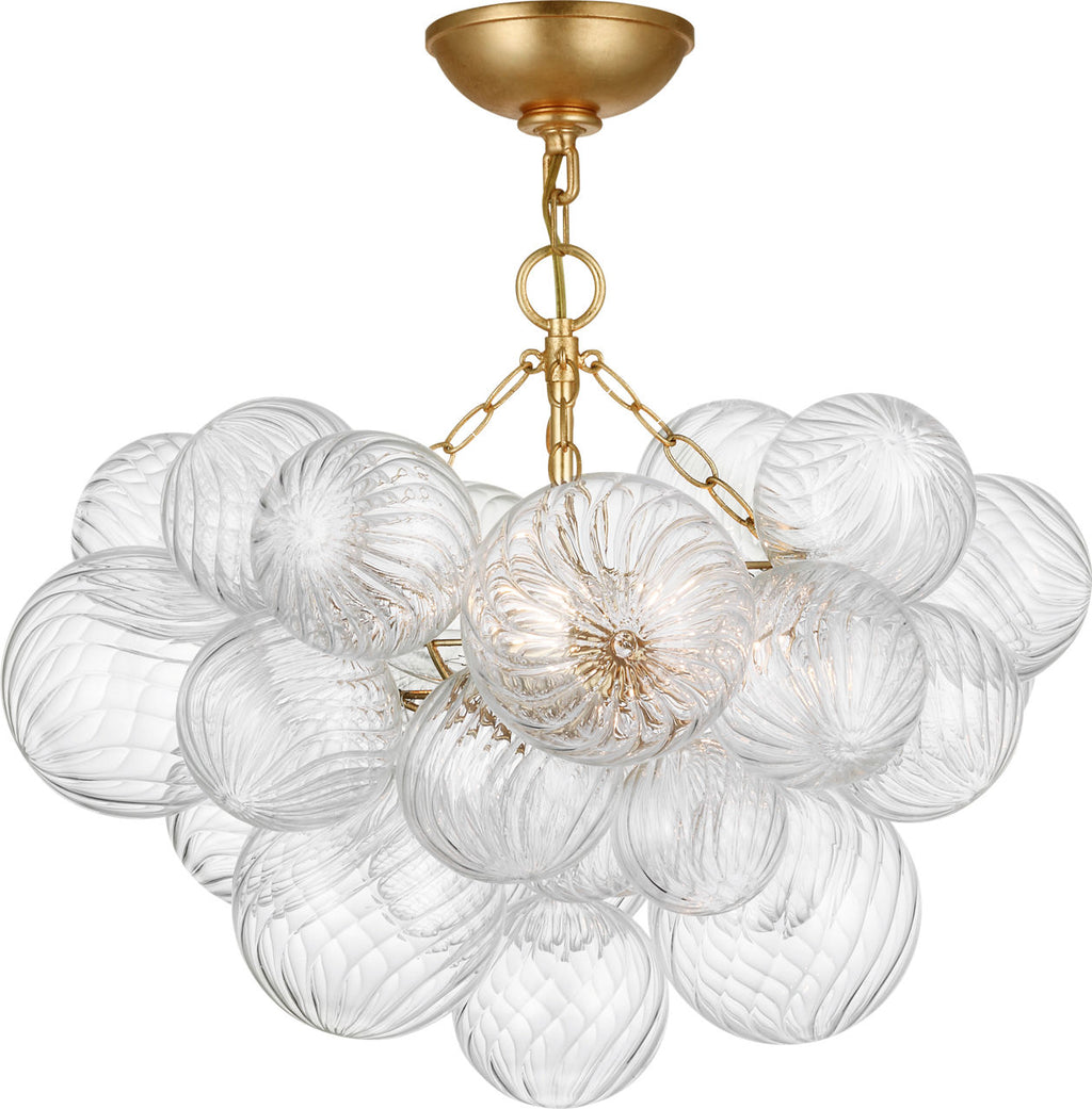 Talia 24" Semi-Flush Mount | Gild and Clear Swirled Glass