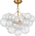 Talia 24" Semi-Flush Mount | Gild and Clear Swirled Glass