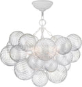 Talia 24" Semi-Flush Mount | Plaster White and Clear Swirled Glass