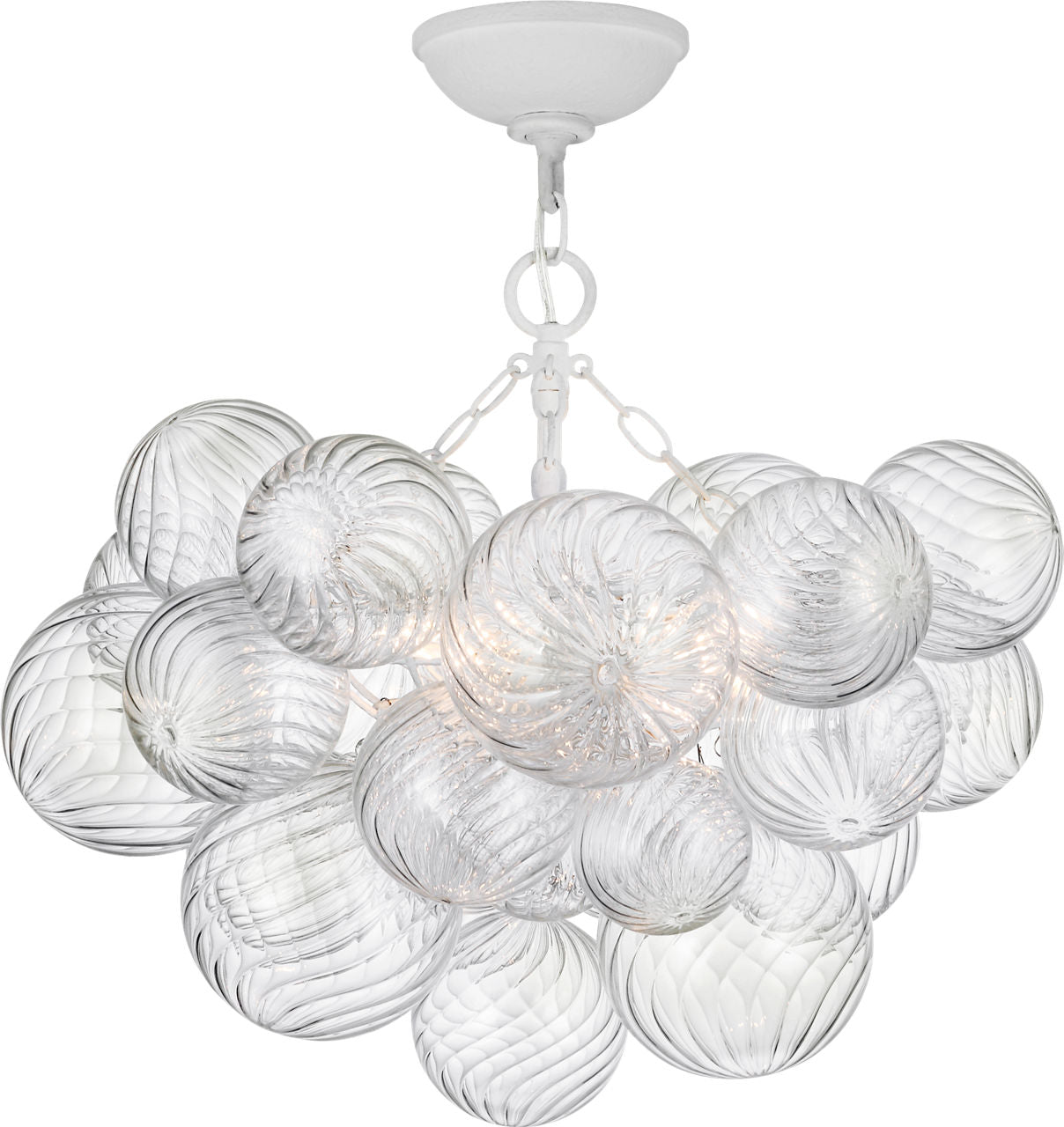 Talia 24" Semi-Flush Mount | Plaster White and Clear Swirled Glass