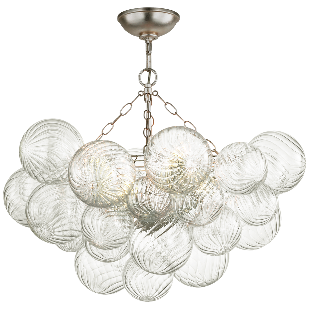 Talia 29" Semi-Flush Mount | Burnished Silver Leaf and Clear Swirled Glass