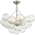 Talia 29" Semi-Flush Mount | Burnished Silver Leaf and Clear Swirled Glass
