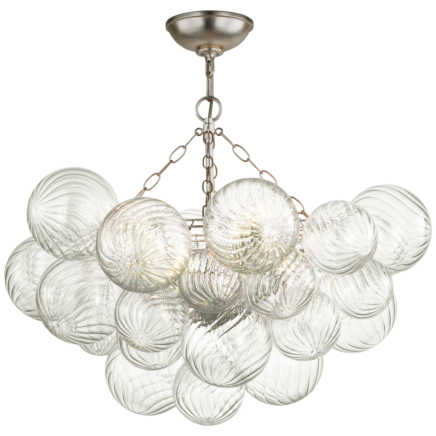 Talia 29" Semi-Flush Mount | Burnished Silver Leaf and Clear Swirled Glass