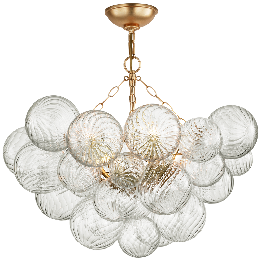 Talia 29" Semi-Flush Mount | Gild and Clear Swirled Glass