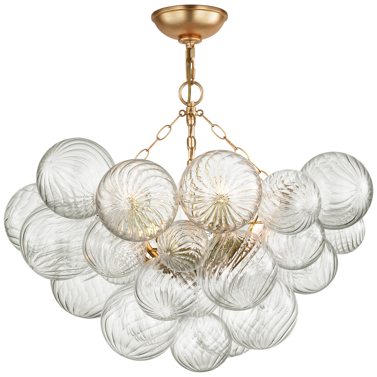 Talia 29" Semi-Flush Mount | Gild and Clear Swirled Glass