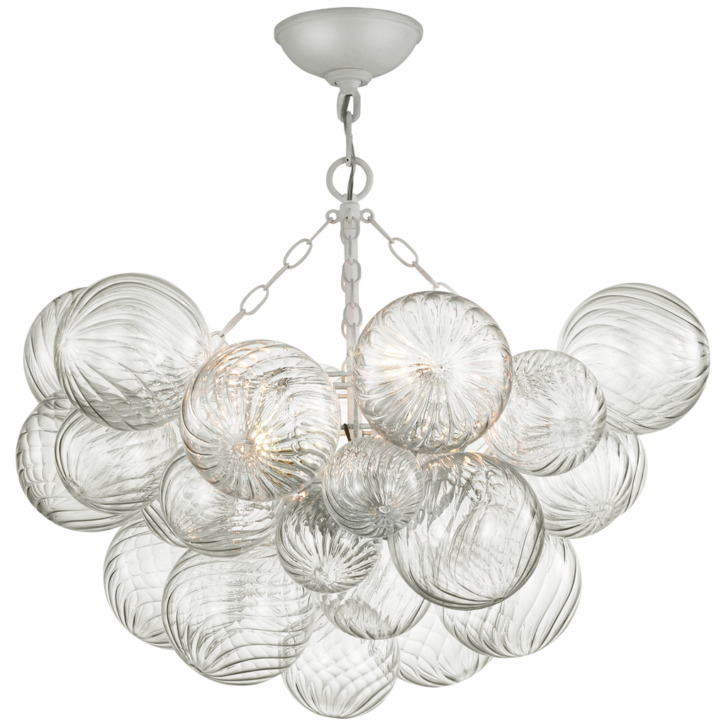 Talia 29" Semi-Flush Mount | Plaster White and Clear Swirled Glass