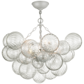 Talia 29" Semi-Flush Mount | Plaster White and Clear Swirled Glass