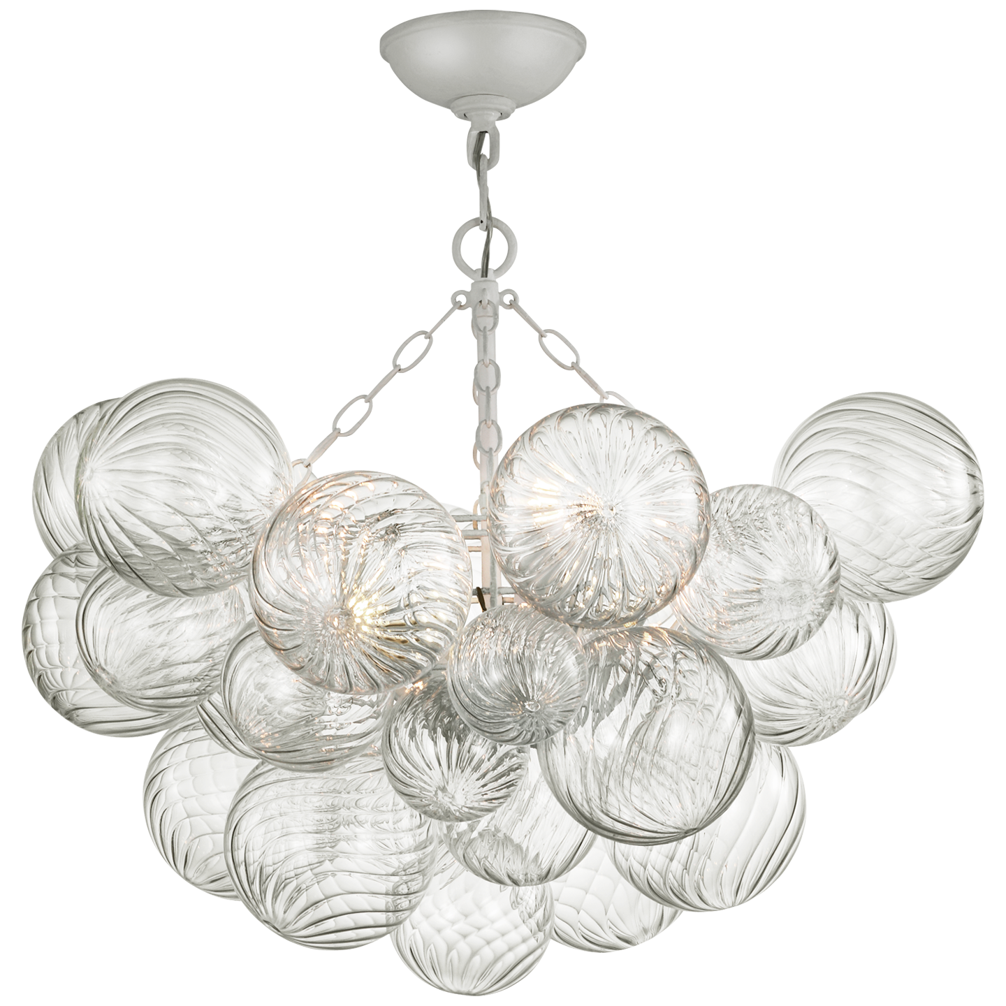 Talia 29" Semi-Flush Mount | Plaster White and Clear Swirled Glass
