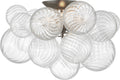 Talia 20" Flush Mount | Burnished Silver Leaf and Clear Swirled Glass