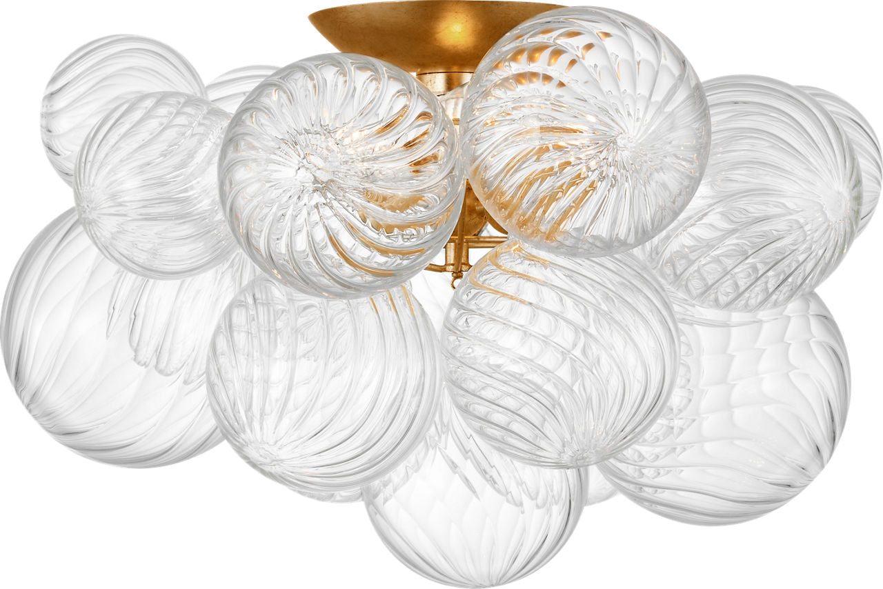 Talia 20" Flush Mount | Gild and Clear Swirled Glass