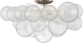 Talia 25" Flush Mount | Burnished Silver Leaf and Clear Swirled Glass