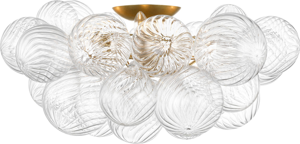Talia 25" Flush Mount | Gild and Clear Swirled Glass