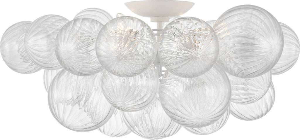 Talia 25" Flush Mount | Plaster White and Clear Swirled Glass