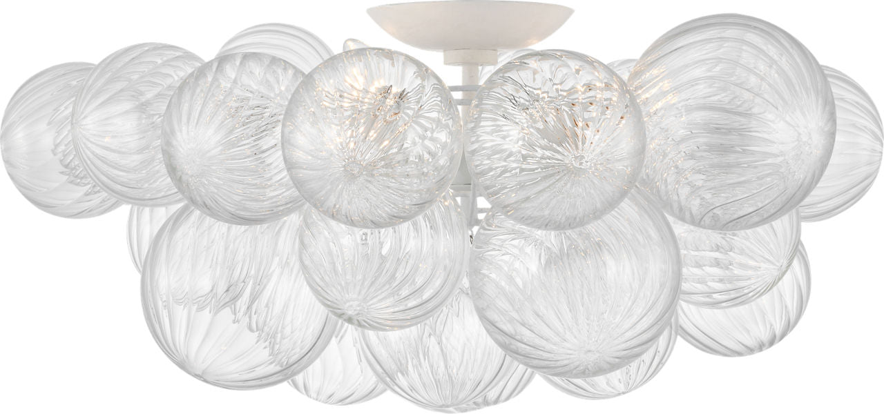 Talia 25" Flush Mount | Plaster White and Clear Swirled Glass