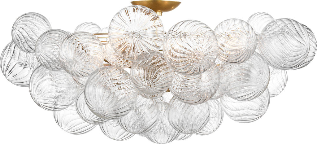 Talia 38" Flush Mount | Gild and Clear Swirled Glass