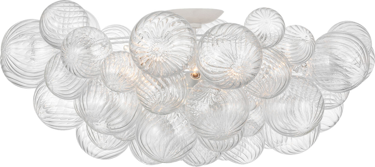 Talia 38" Flush Mount | Plaster White and Clear Swirled Glass