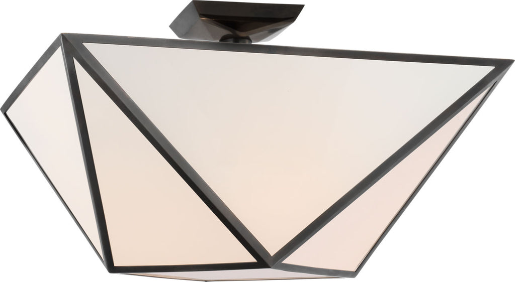 Lorino Large Semi-Flush Mount | Bronze | White Glass