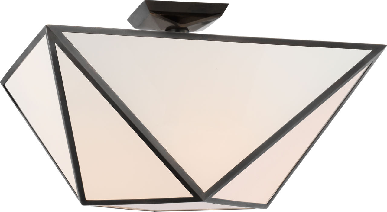 Lorino Large Semi-Flush Mount | Bronze | White Glass