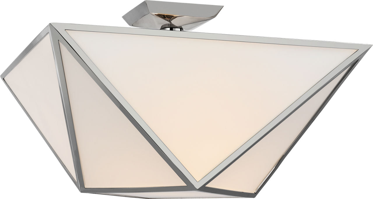 Lorino Large Semi-Flush Mount | Polished Nickel | White Glass