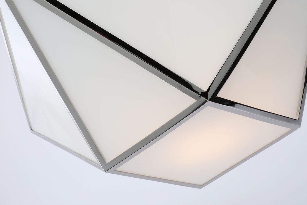 Lorino Large Semi-Flush Mount | Polished Nickel | White Glass