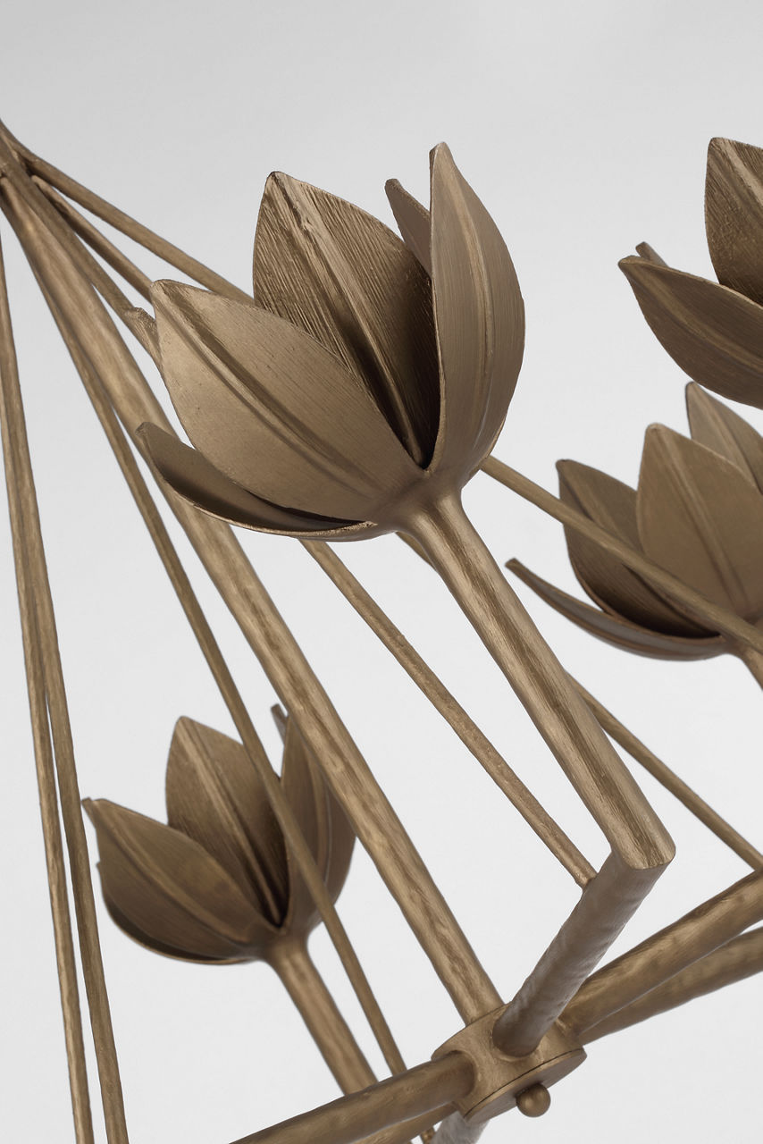 Alberto Small Single Tier Chandelier | Antique Bronze Leaf