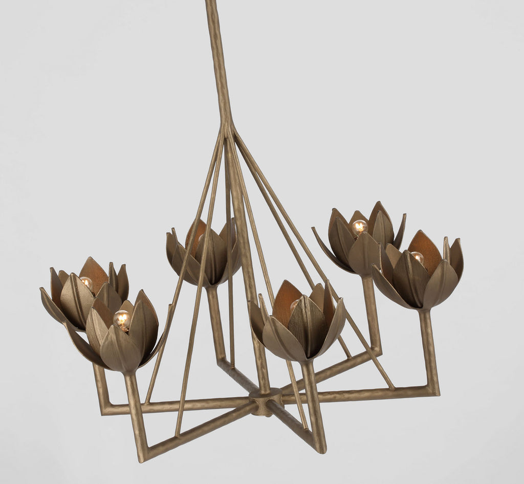 Alberto Small Single Tier Chandelier | Antique Bronze Leaf