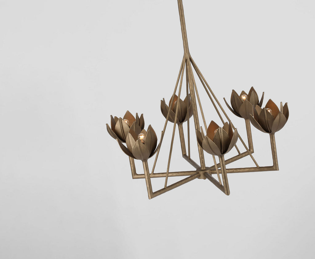 Alberto Small Single Tier Chandelier | Antique Bronze Leaf