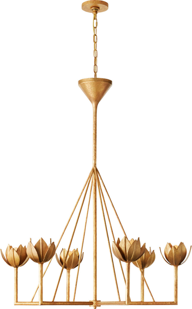 Alberto Large Single Tier Chandelier | Antique Gold Leaf