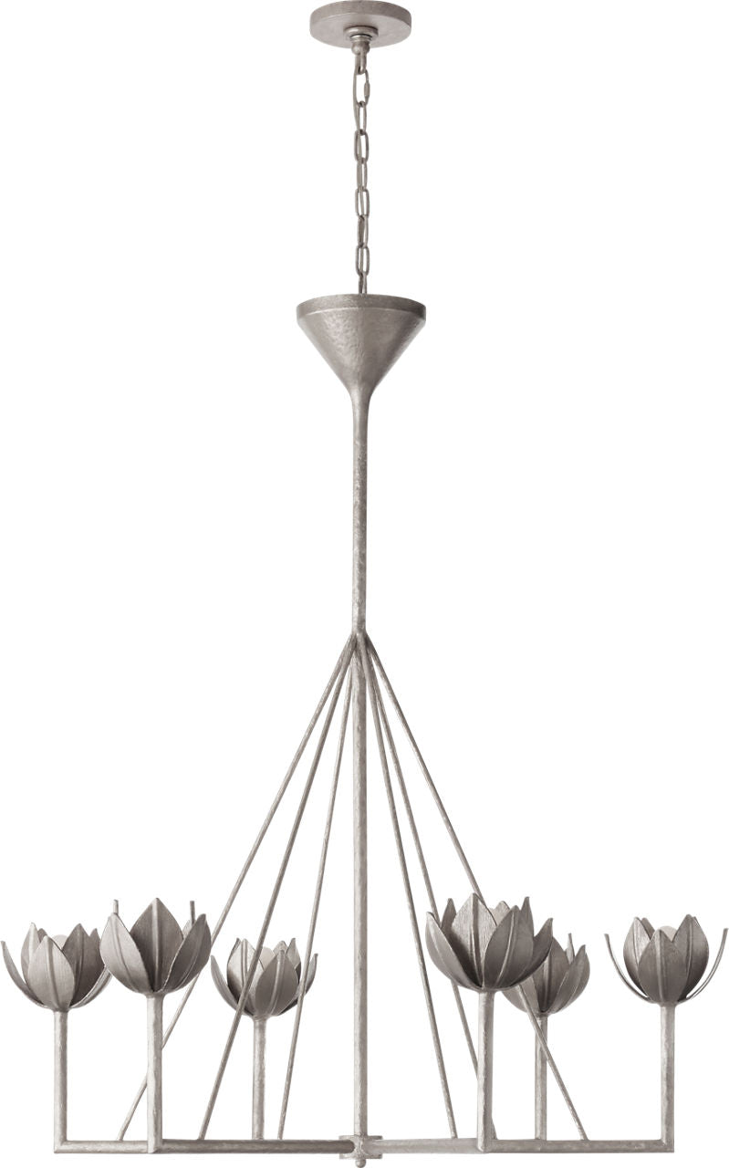 Alberto Large Single Tier Chandelier | Burnished Silver Leaf