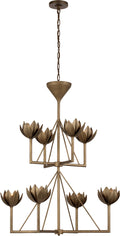 Alberto Medium Two Tier Chandelier | Antique Bronze Leaf