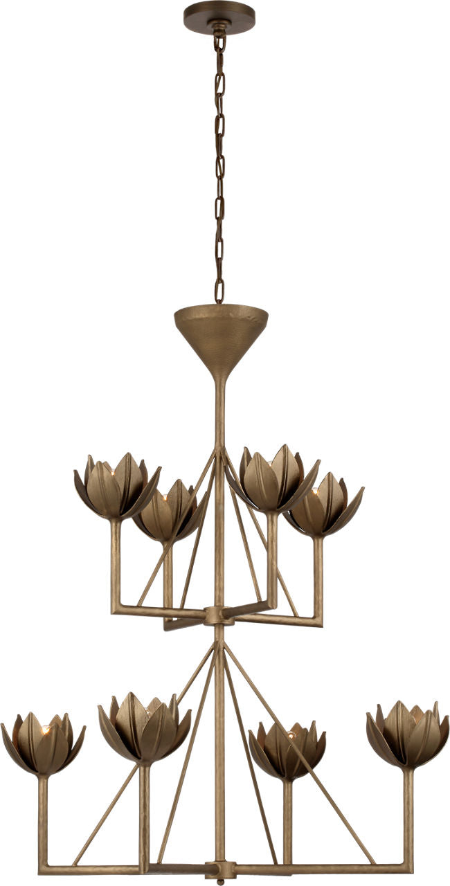 Alberto Medium Two Tier Chandelier | Antique Bronze Leaf