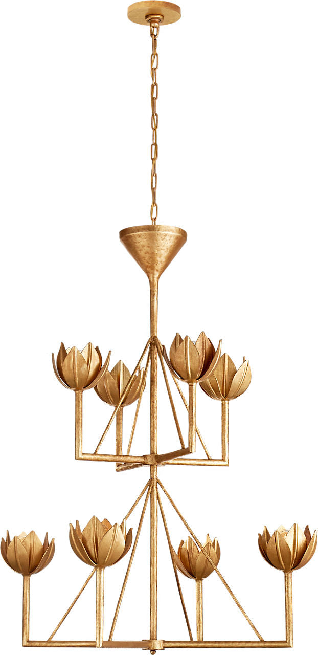 Alberto Medium Two Tier Chandelier | Antique Gold Leaf