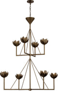 Alberto Large Two Tier Chandelier | Antique Bronze Leaf