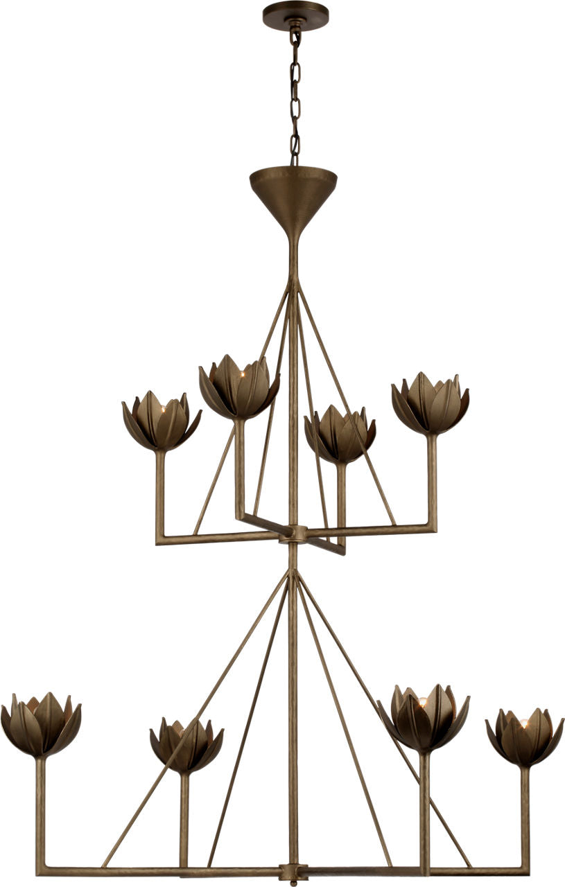 Alberto Large Two Tier Chandelier | Antique Bronze Leaf