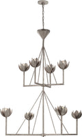 Alberto Large Two Tier Chandelier | Burnished Silver Leaf