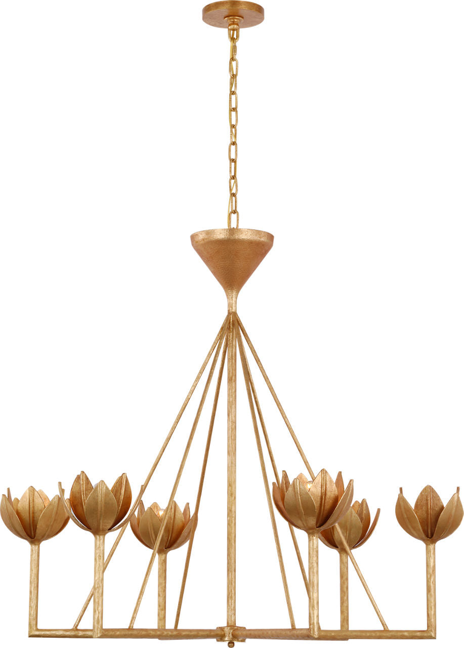 Alberto Large Low Ceiling Chandelier | Antique Gold Leaf