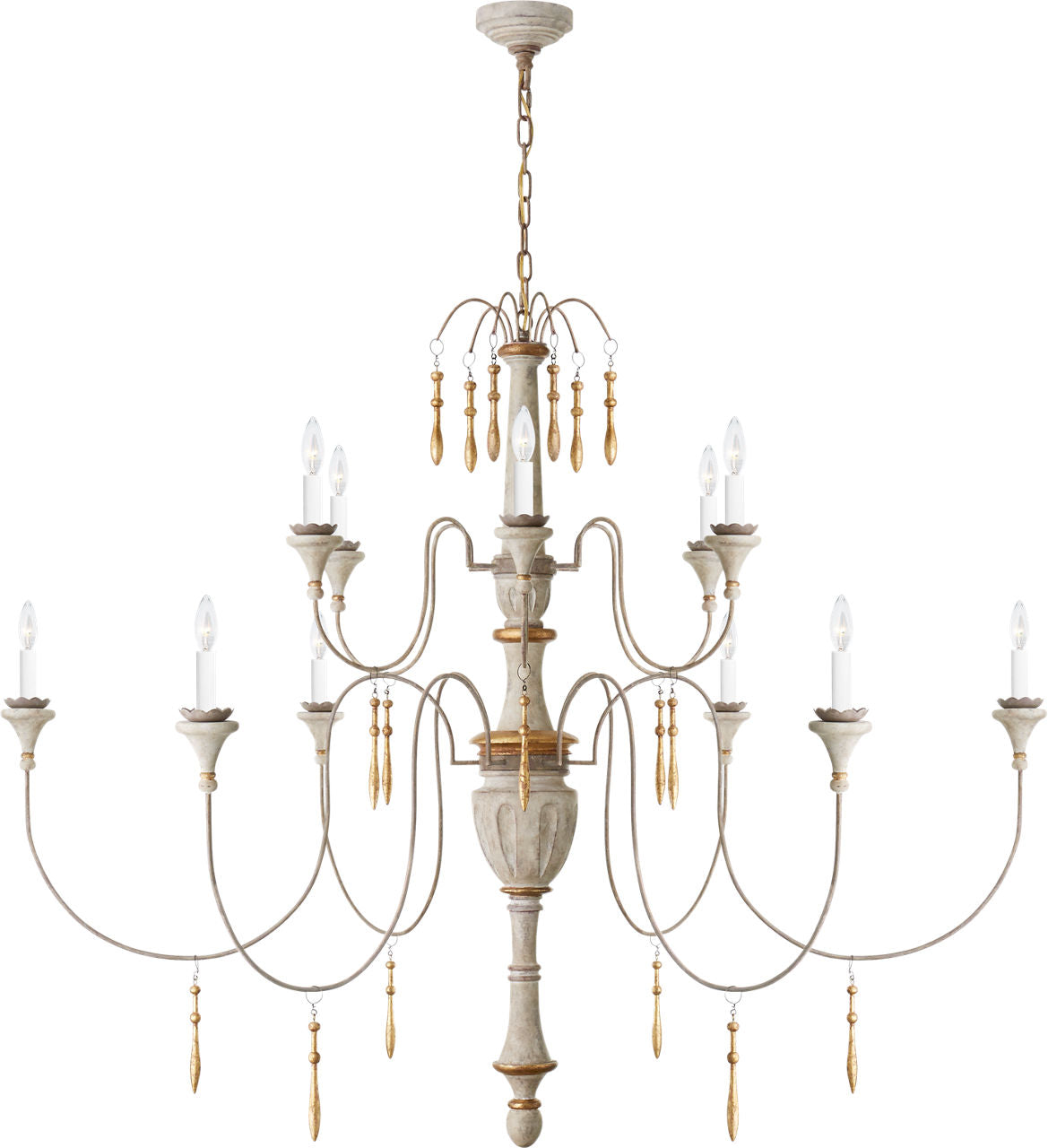 Fortuna Large Chandelier | Vintage White and Gild