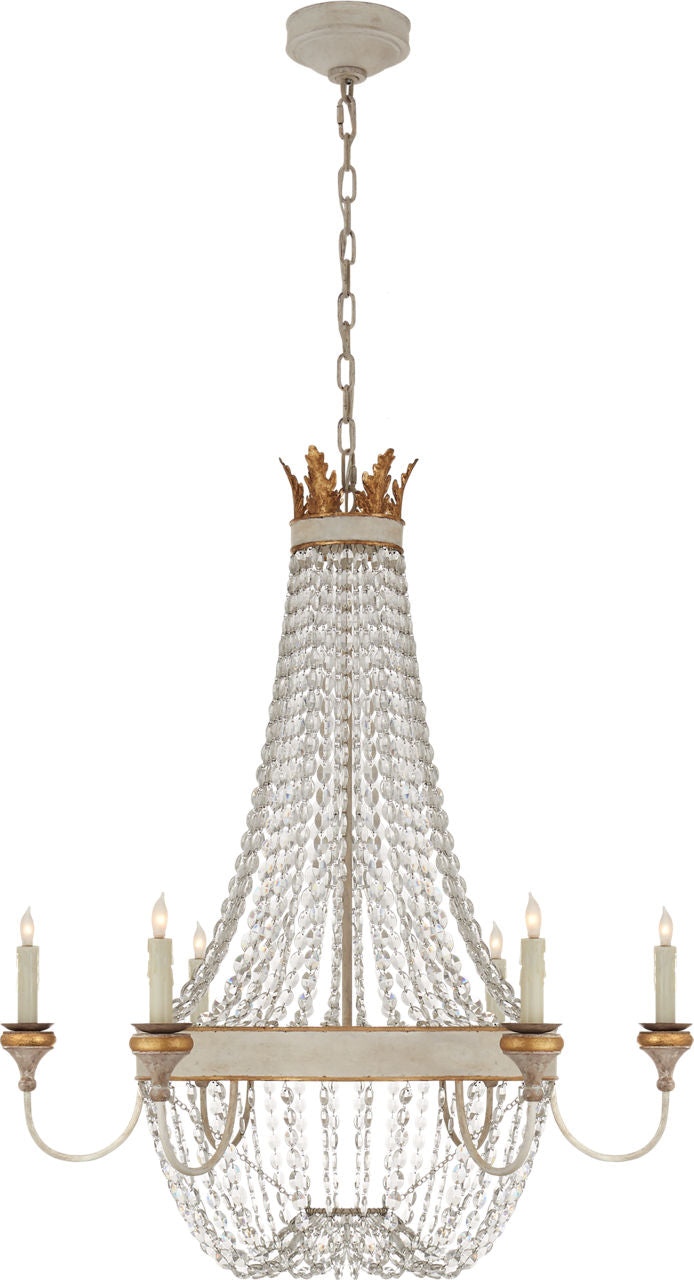 Entellina Chandelier | Vintage White and Gild | Crystal