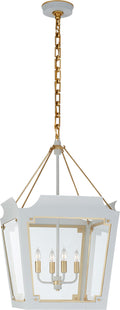 Caddo Medium Lantern | Soft White and Gild | Clear Glass