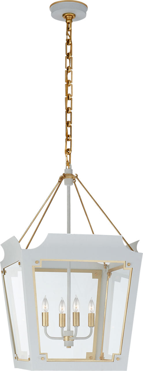 Caddo Medium Lantern | Soft White and Gild | Clear Glass