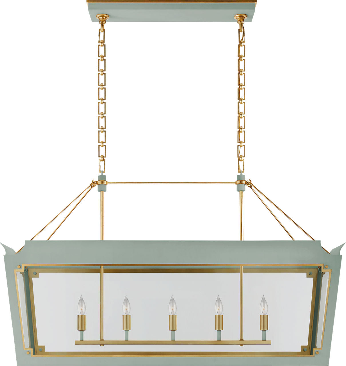 Caddo Medium Linear Lantern | Celadon and Gild | Clear Glass