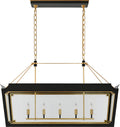 Caddo Medium Linear Lantern | Matte Black and Gild | Clear Glass