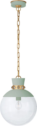 Lucia Medium Pendant | Celedon and Gild | Clear Glass