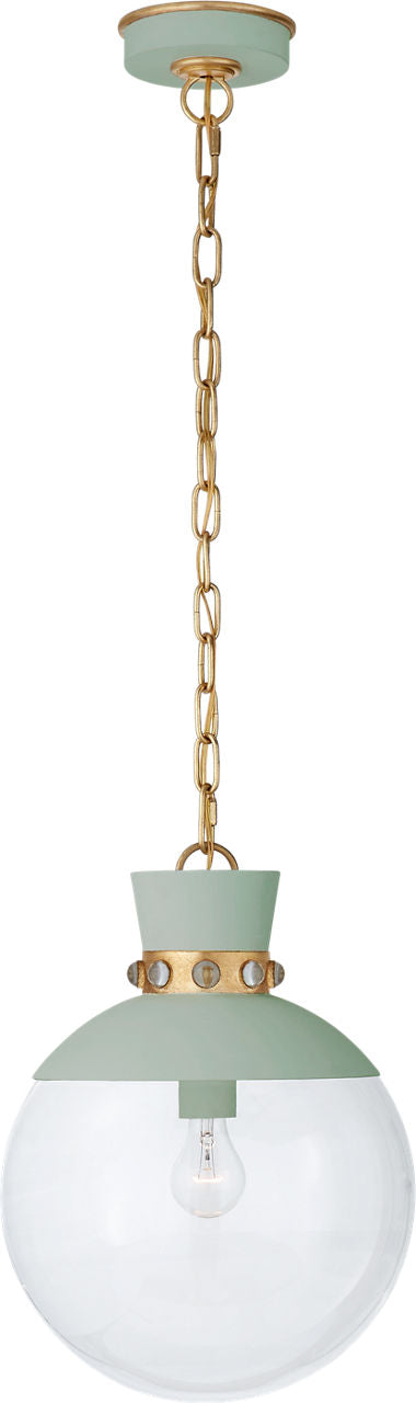 Lucia Medium Pendant | Celedon and Gild | Clear Glass