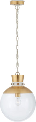 Lucia Medium Pendant | Gild and White | Clear Glass