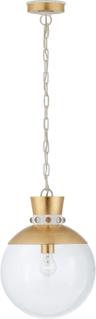 Lucia Medium Pendant | Gild and White | Clear Glass