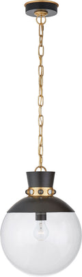 Lucia Medium Pendant | Matte Black and Gild | Clear Glass